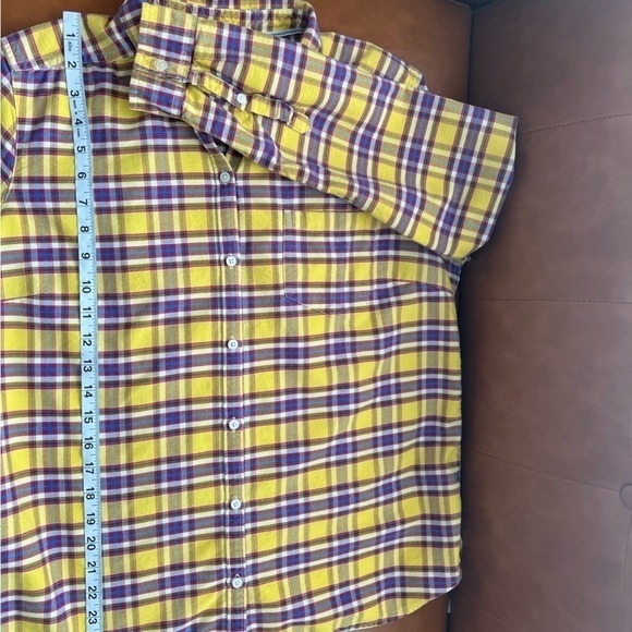 Eddie Bauer Women’s 100% Cotton Yellow Purple
Plaid Button Down Shirt size XL - Picture 7 of 7